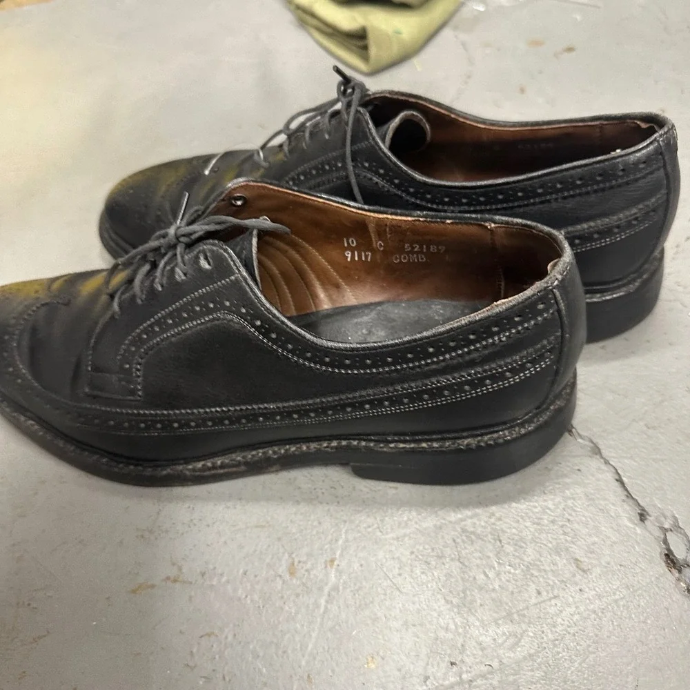 Allen Edmonds Mens 10 C Black Leather Wingtip Oxford Brogue‎ Dress Shoes 9117